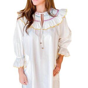 Flora Bea Cheri White Scalloped Cotton Dress